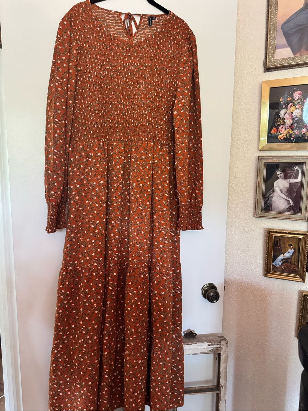Annebouti Rust Floral Long Sleeve Maxi Dress XXL